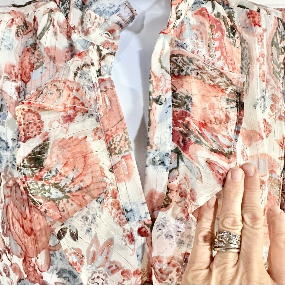 Walter Baker Floral Print Ruffled Top - M - Picture 5 of 8
